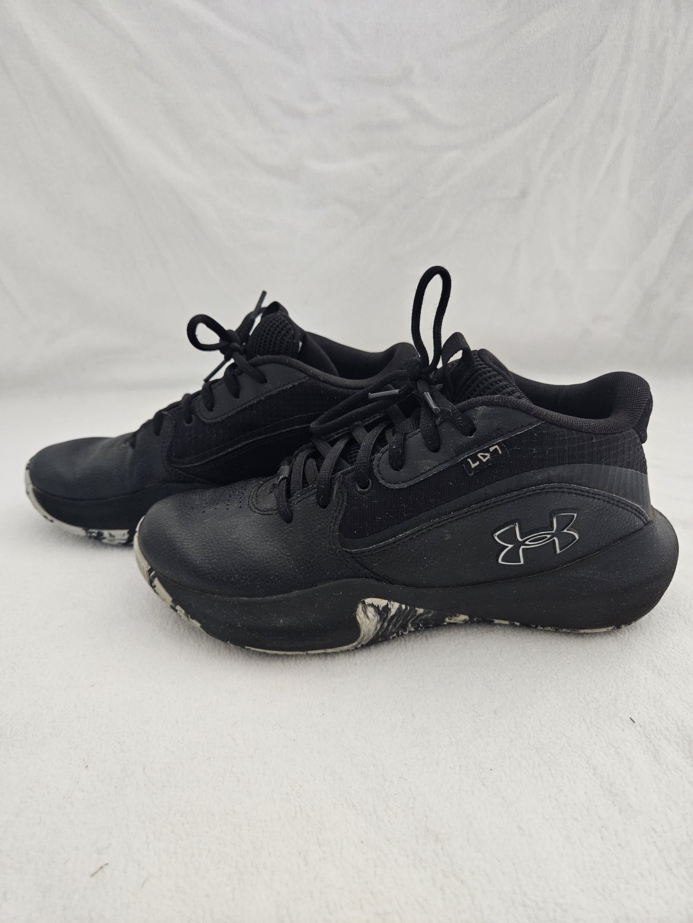 Under Armour Kids Black Athletic Training Shoes with White Sole Accents